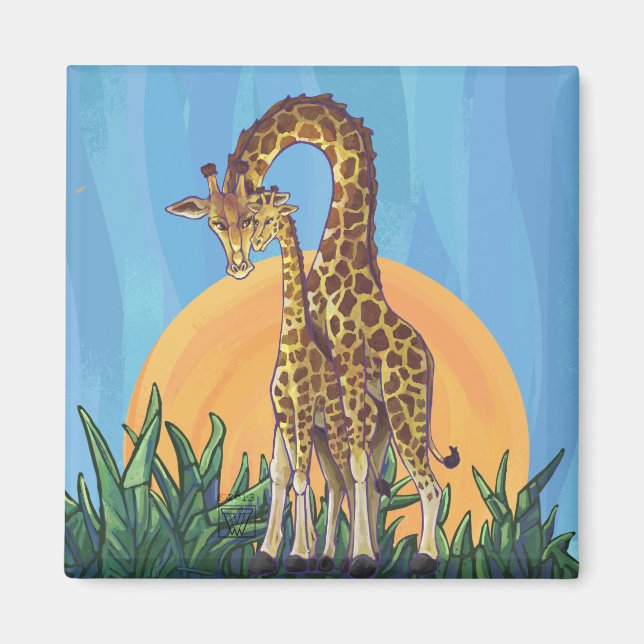 Giraffe Mama und Baby Magnet (Vorne)
