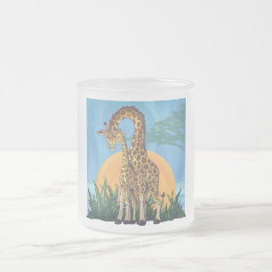 Giraffe Mama und Baby Mattglastasse