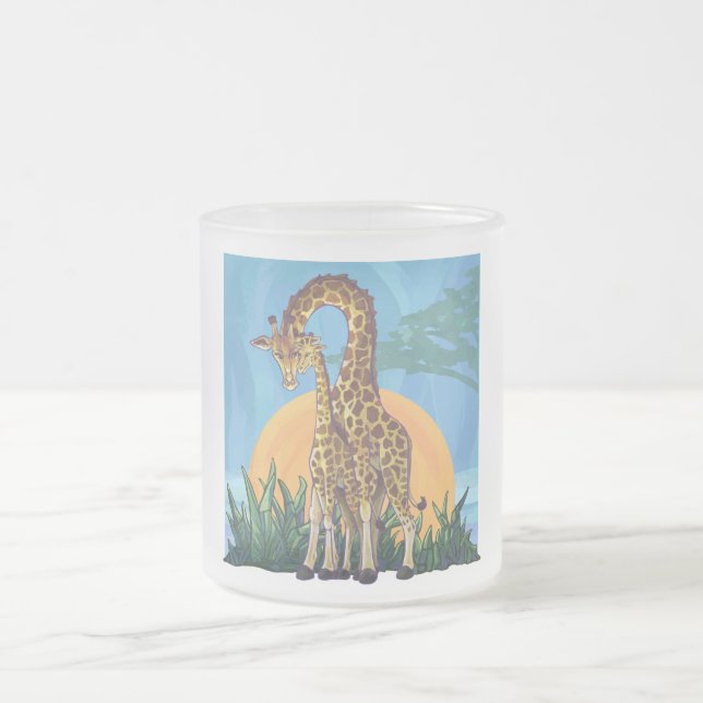 Giraffe Mama und Baby Mattglastasse (Mittel)