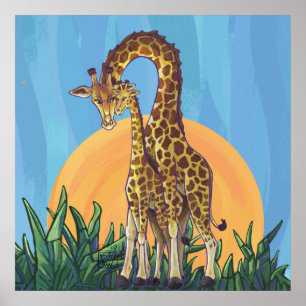Giraffe Mama und Baby Poster