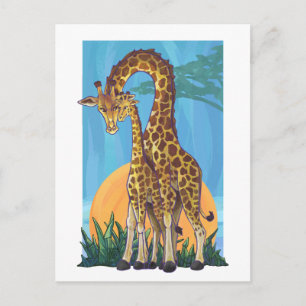 Giraffe Mama und Baby Postkarte