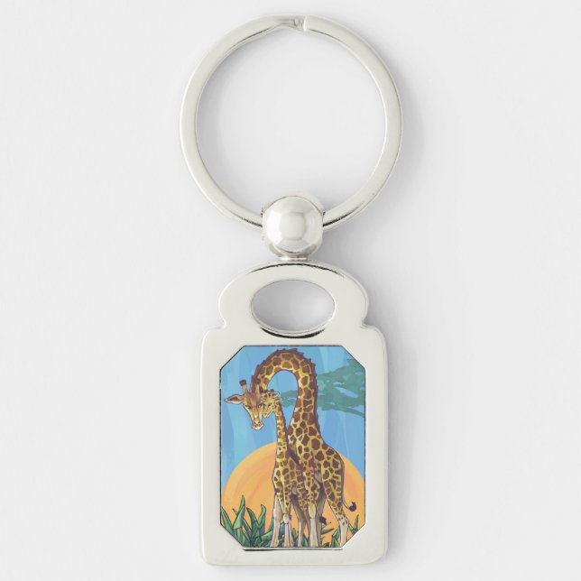 Giraffe Mama und Baby Schlüsselanhänger (Vorderseite)