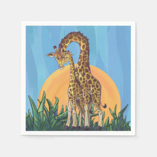 Giraffe Mama und Baby Serviette