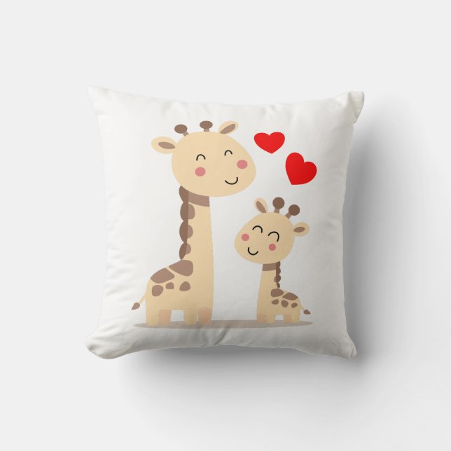 Giraffe Mami und Kind  Kissen (Vorderseite)