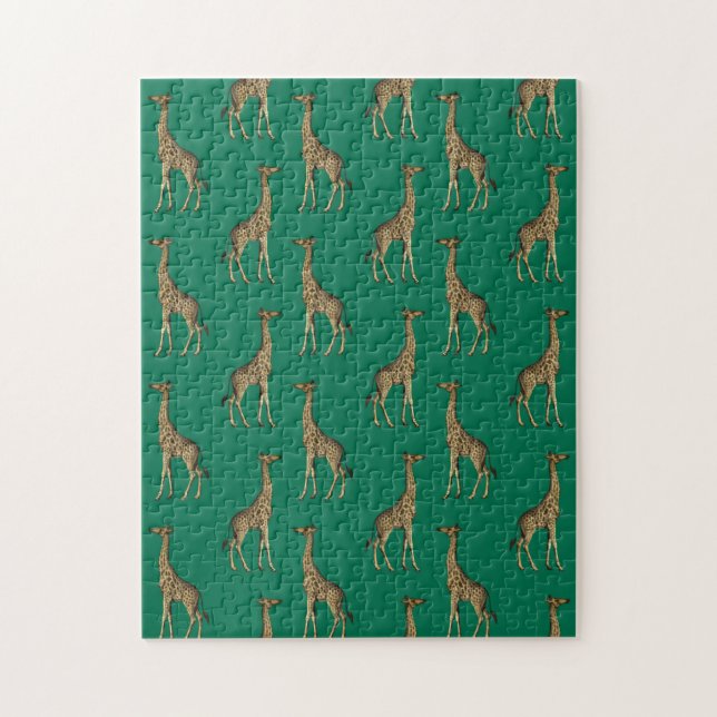 Giraffe Mammalian Emerald Green Wild Animal Africa Puzzle (Vertikal)