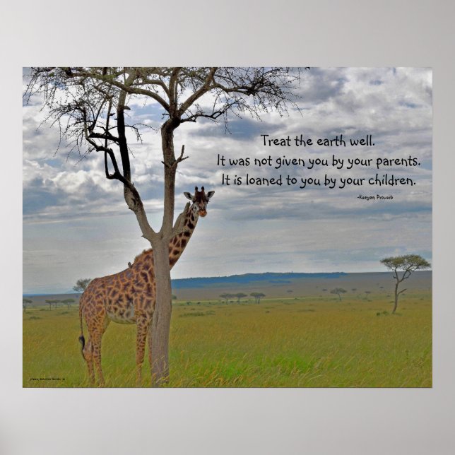Giraffe Masai Mara, Kenyan Proverb Poster (Vorne)