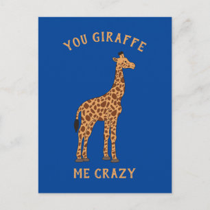 Giraffe Me Crazy Funny Zoo Safari Tierpuff Postkarte
