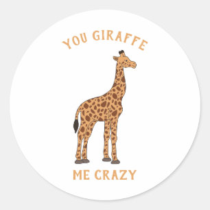 Giraffe Me Crazy Funny Zoo Safari Tierpuff Runder Aufkleber
