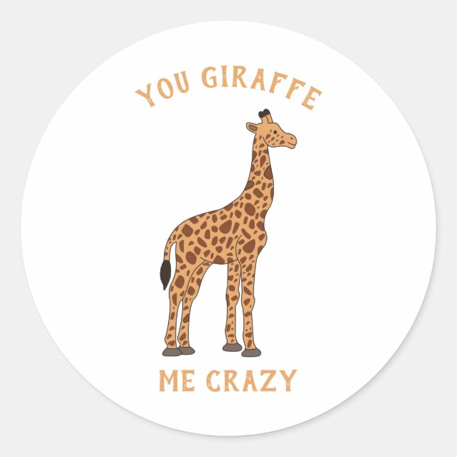 Giraffe Me Crazy Funny Zoo Safari Tierpuff Runder Aufkleber (Vorderseite)