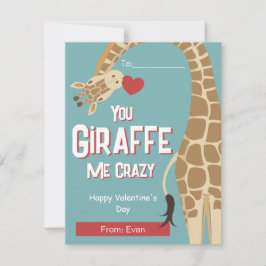 Giraffe Me Crazy Kids Valentine' Day Card Einladung
