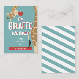 Giraffe Me Crazy Kids Valentine' Day Card Mitteilungskarte