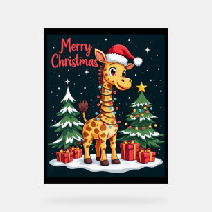 Giraffe Merry Christmas Tree Lighting Santa Giraff Acrylschild