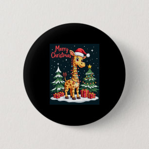 Giraffe Merry Christmas Tree Lighting Santa Giraff Button