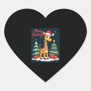 Giraffe Merry Christmas Tree Lighting Santa Giraff Herz-Aufkleber