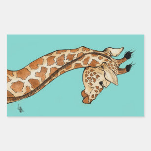 Giraffe mit Aqua Rechteckiger Aufkleber