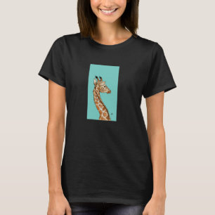Giraffe mit aquamarinem Hintergrund T-Shirt