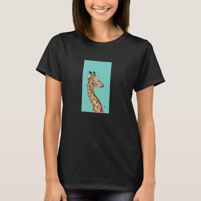 Giraffe mit aquamarinem Hintergrund T-Shirt (Vorderseite)