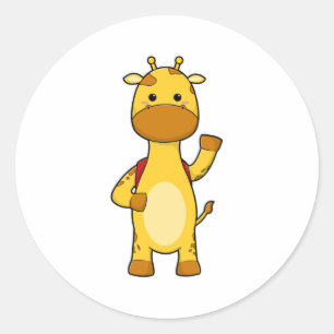 Giraffe mit Backpack Runder Aufkleber