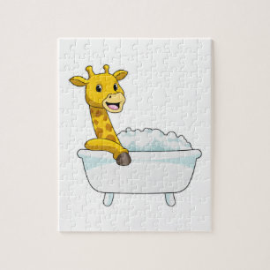 Giraffe mit Badewanne mit Schaum Puzzle