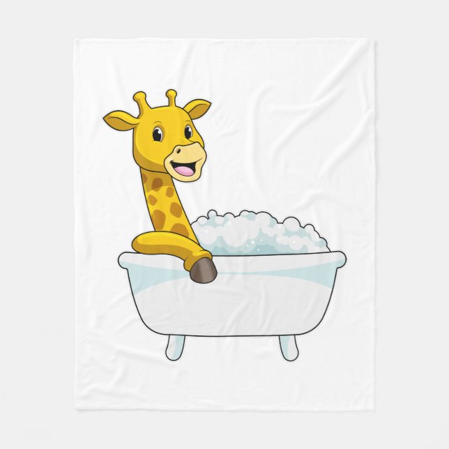 Giraffe mit Badewanne mit Schaumstoff Fleecedecke (Vorderseite)