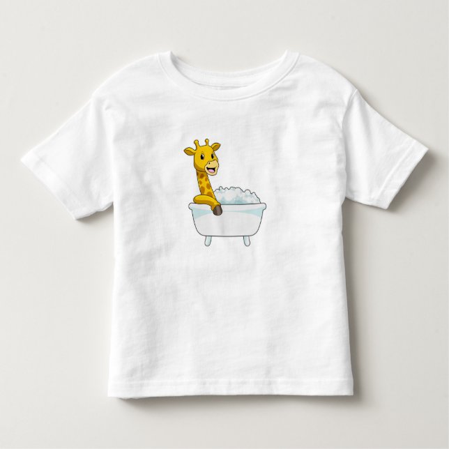 Giraffe mit Badewanne mit Schaumstoff Kleinkind T-shirt (Vorderseite)