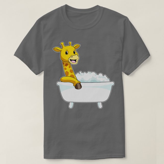 Giraffe mit Badewanne mit Schaumstoff T-Shirt (Design vorne)