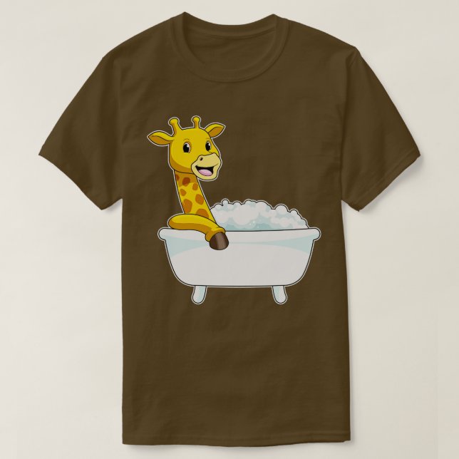 Giraffe mit Badewanne mit Schaumstoff T-Shirt (Design vorne)