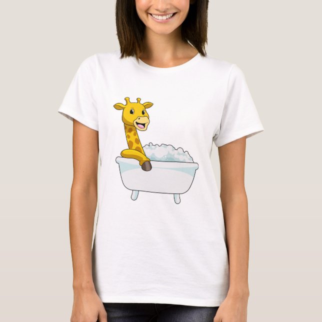 Giraffe mit Badewanne mit Schaumstoff T-Shirt (Vorderseite)