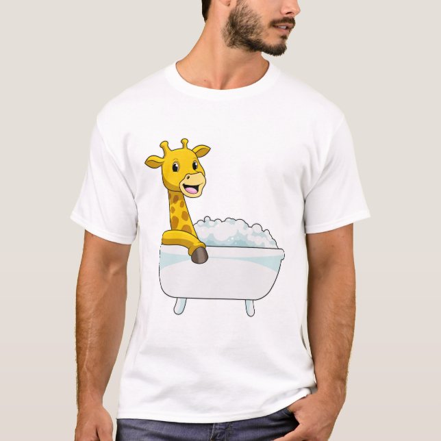 Giraffe mit Badewanne mit Schaumstoff T-Shirt (Vorderseite)