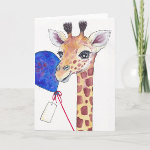 Giraffe mit Balloon und Tag Celebratory Card Karte