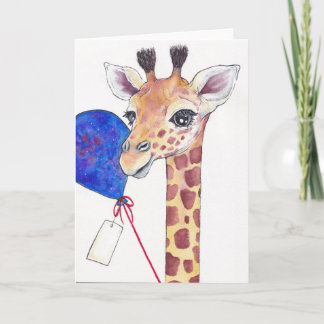 Giraffe mit Balloon und Tag Celebratory Card Karte