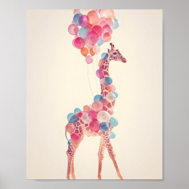 Giraffe mit Balloons 🎈 Poster (Vorne)
