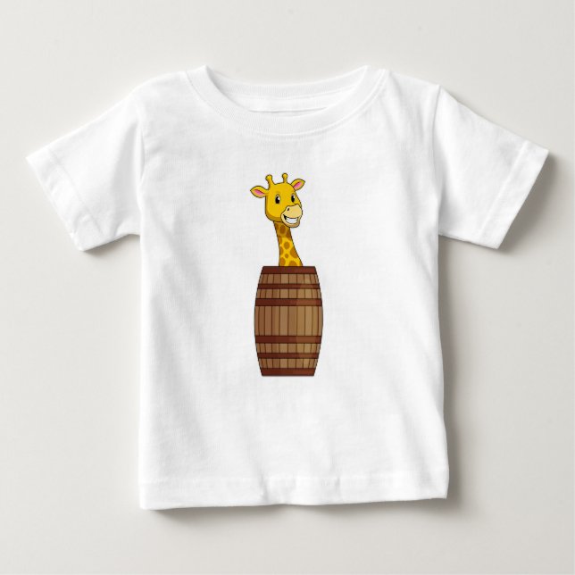 Giraffe mit Barrel Baby T-shirt (Vorderseite)