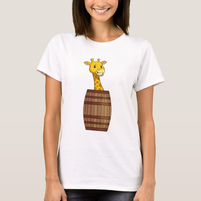 Giraffe mit Barrel T-Shirt (Vorderseite)