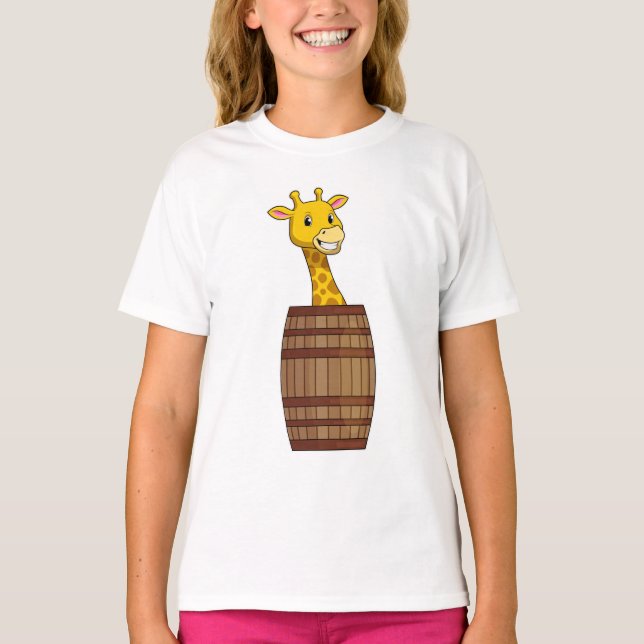 Giraffe mit Barrel T-Shirt (Vorderseite)