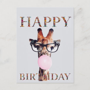 Giraffe mit Brille Alles Gute zum Geburtstag Postkarte