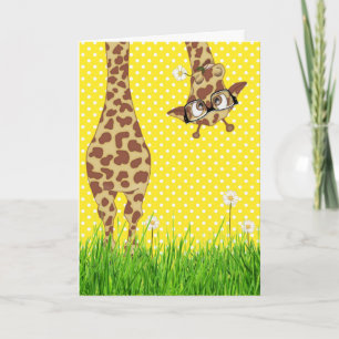 Giraffe mit Brille auf Polka Dots Karte