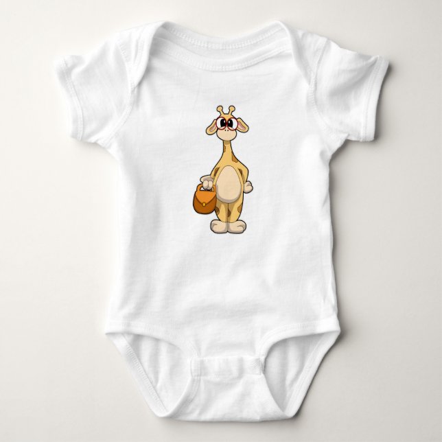 Giraffe mit Brille & Beutel Baby Strampler (Vorderseite)