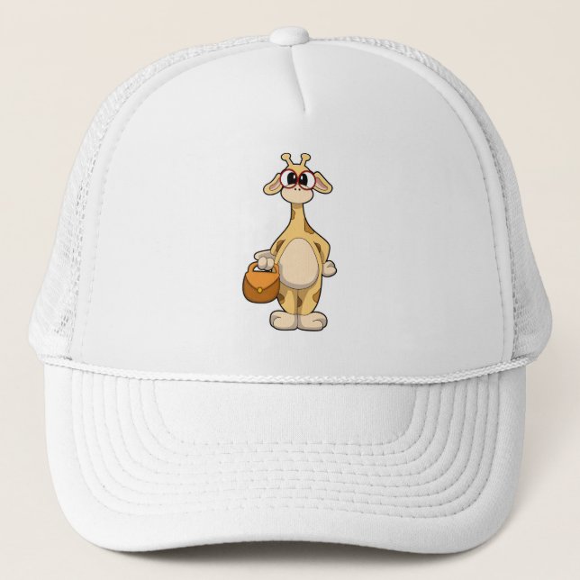 Giraffe mit Brille & Beutel Truckerkappe (Vorderseite)