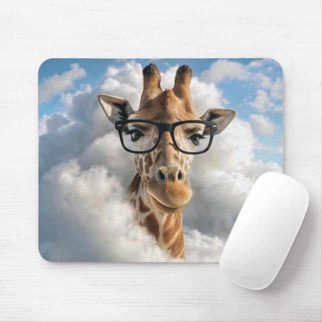 Giraffe mit Brille in der Wolke Mousepad (Mit Mouse)