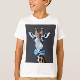 Giraffe mit Brille, Krawatte mit Bugs, blauer Kaug T-Shirt