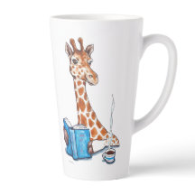 Giraffe mit Buch und Getränk