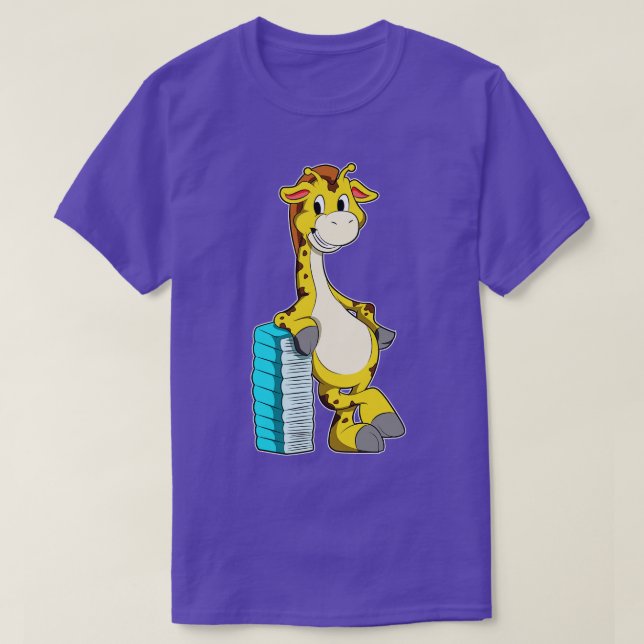 Giraffe mit Buchstapel T-Shirt (Design vorne)