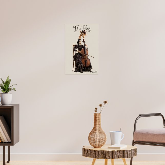 Giraffe mit Cello Poster (Wohnzimmer 3)