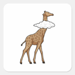 Giraffe mit Cloud Quadratischer Aufkleber