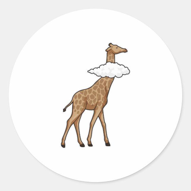 Giraffe mit Cloud Runder Aufkleber (Vorderseite)