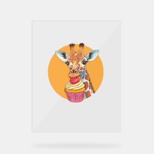 Giraffe mit Cupcake Acrylschild