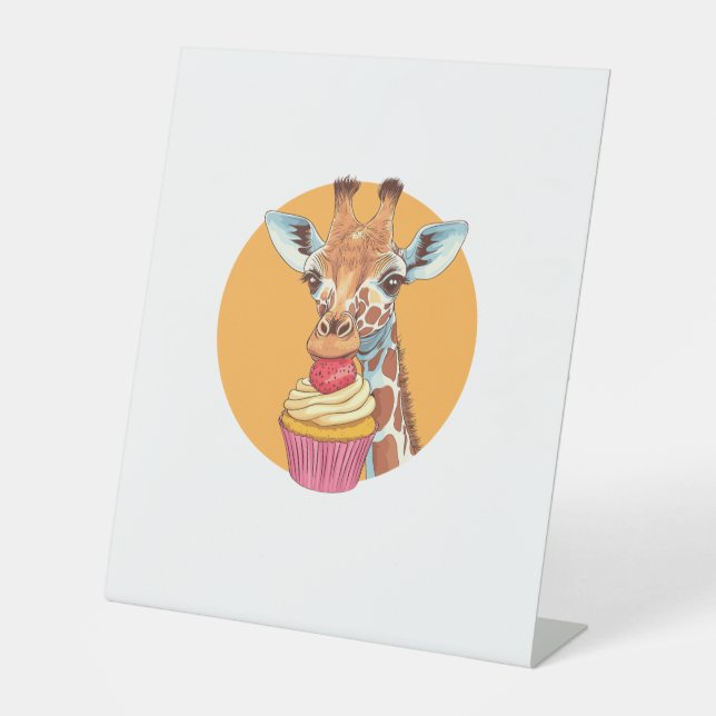 Giraffe mit Cupcake   Sockelschild (Vorderseite)