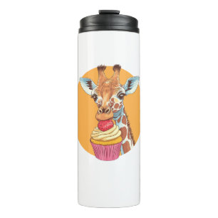 Giraffe mit Cupcake   Thermosbecher