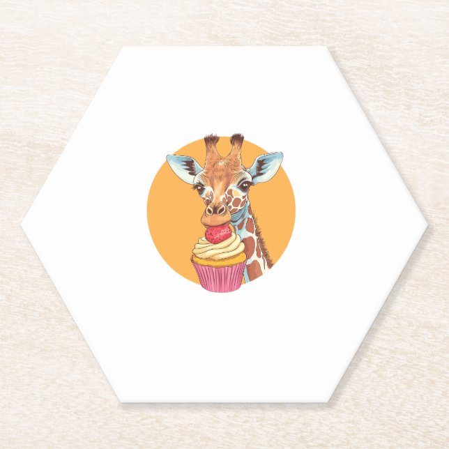 Giraffe mit Cupcake Untersetzer (Vorderseite)